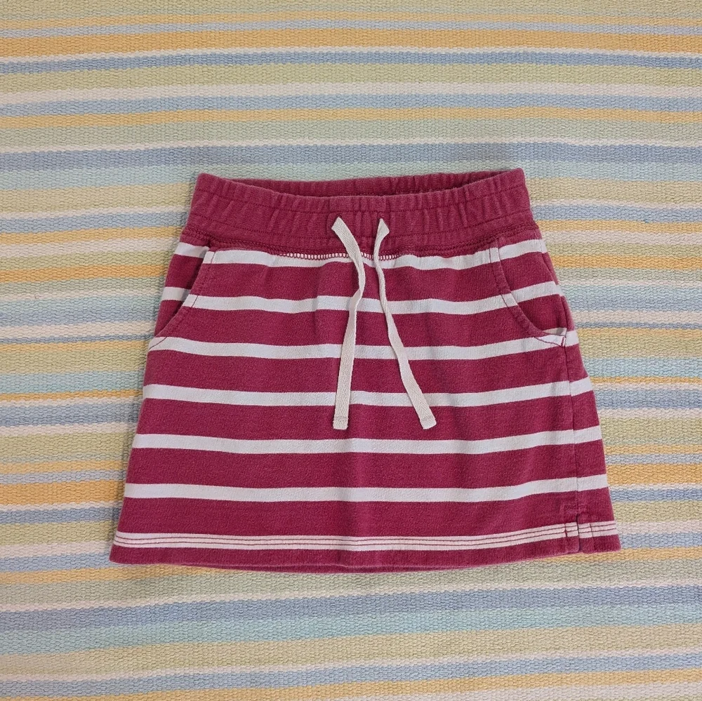 Girl's Gap Pink / White Striped Terry Skirt Size Small 6/7